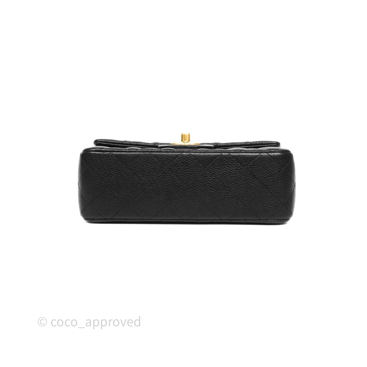 Chanel Mini Rectangular Quilted Black Caviar Aged Gold Hardware