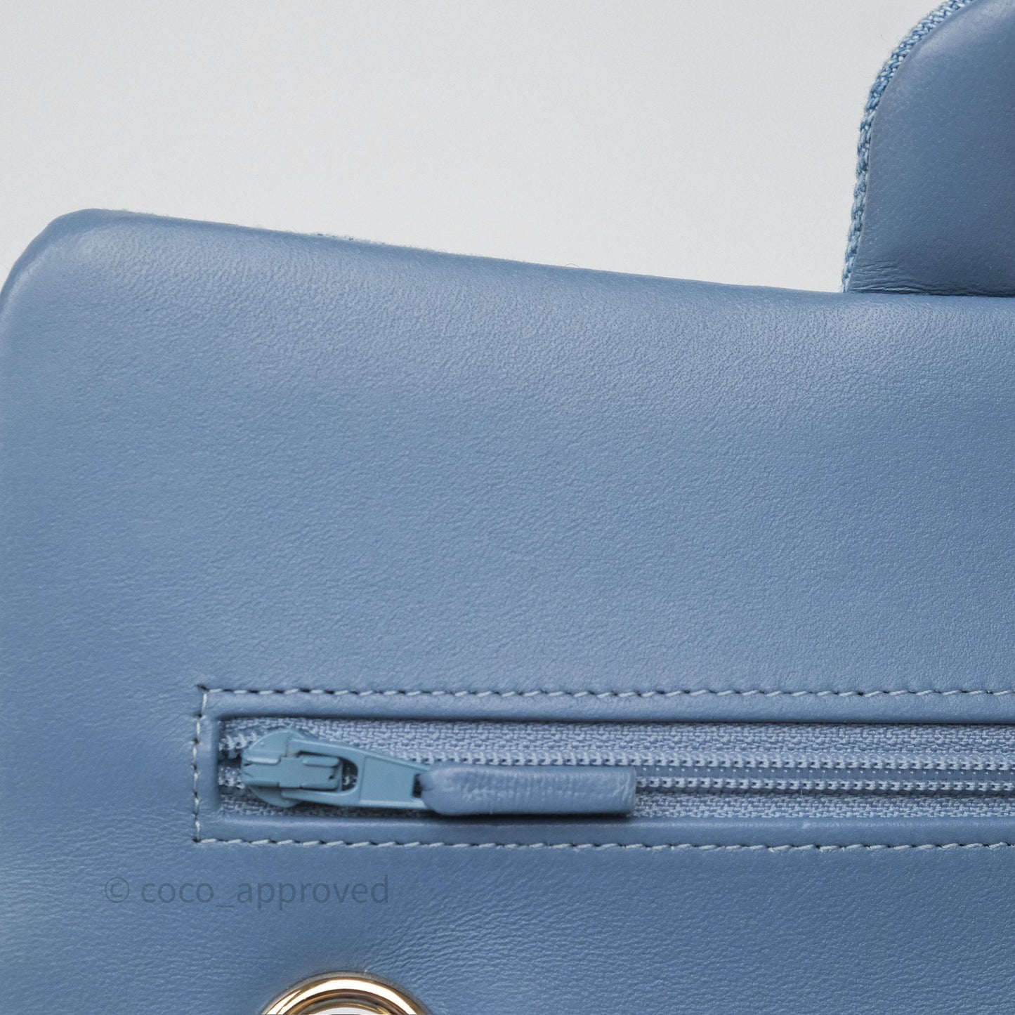 Chanel Quilted Small Double Flap Blue Printed Denim Gold Hardware
