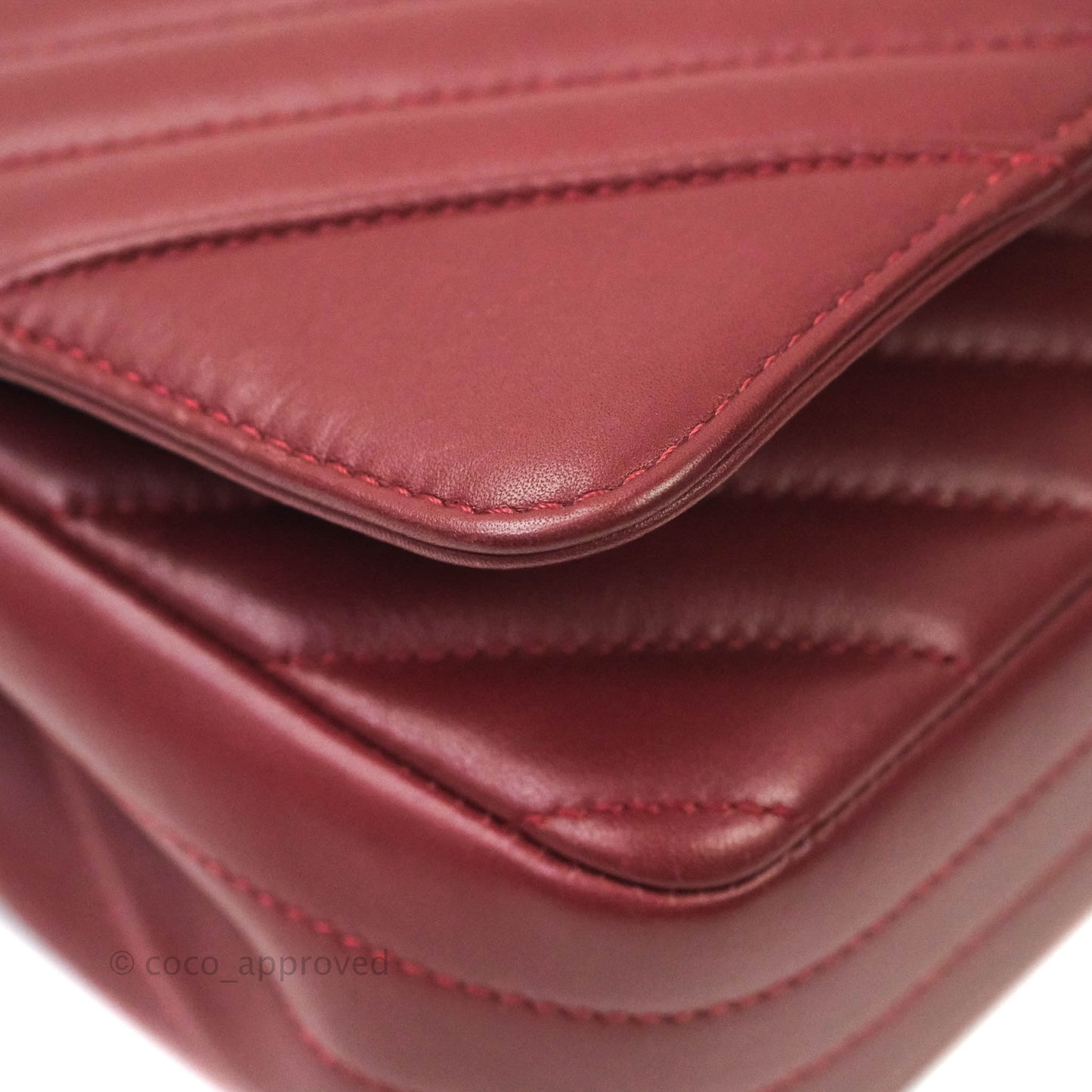 Chanel Small Statement Chevron Flap Bag Burgundy Lambskin Gold Hardware