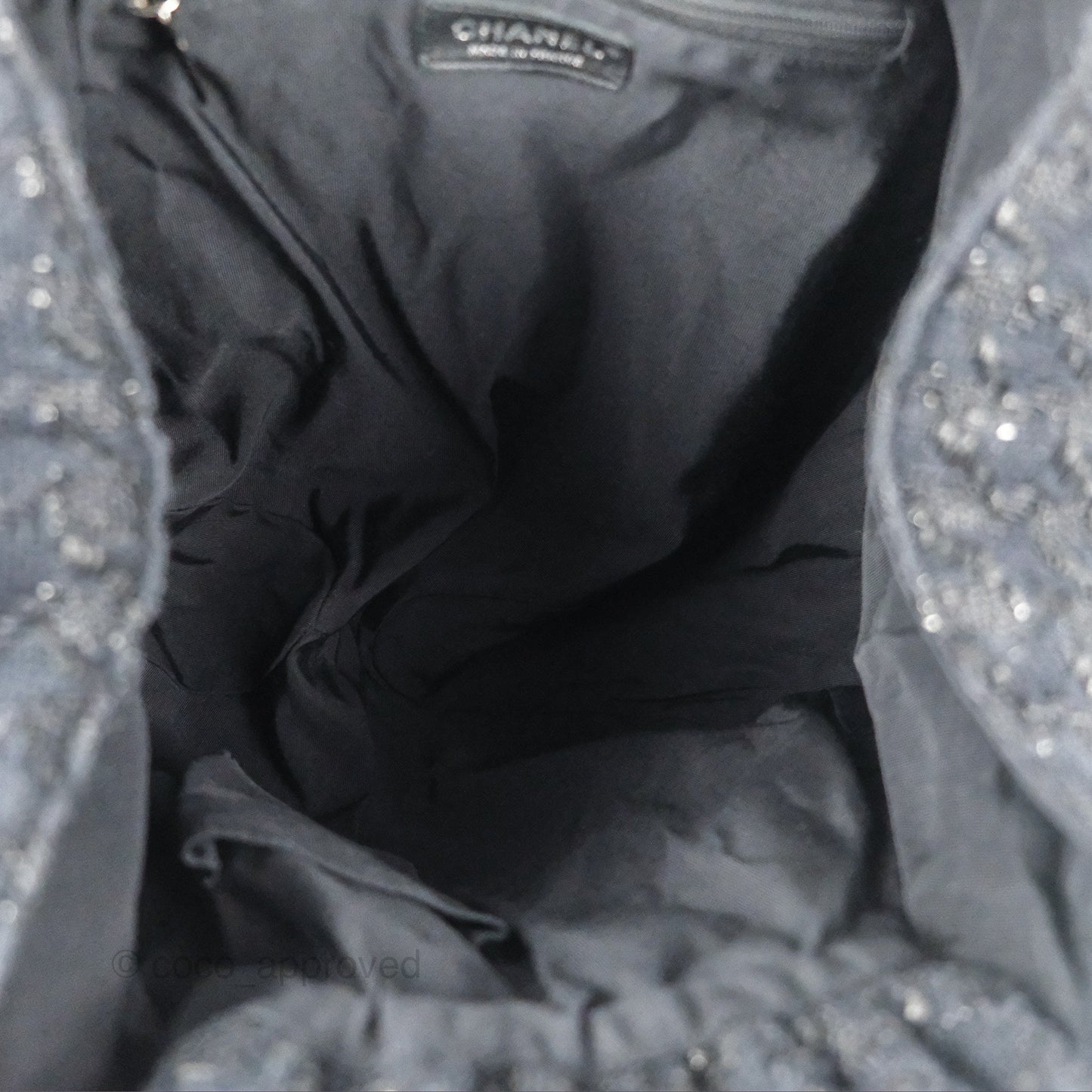 Chanel Tweed Boucle Knitting Bag Black Silver Hardware
