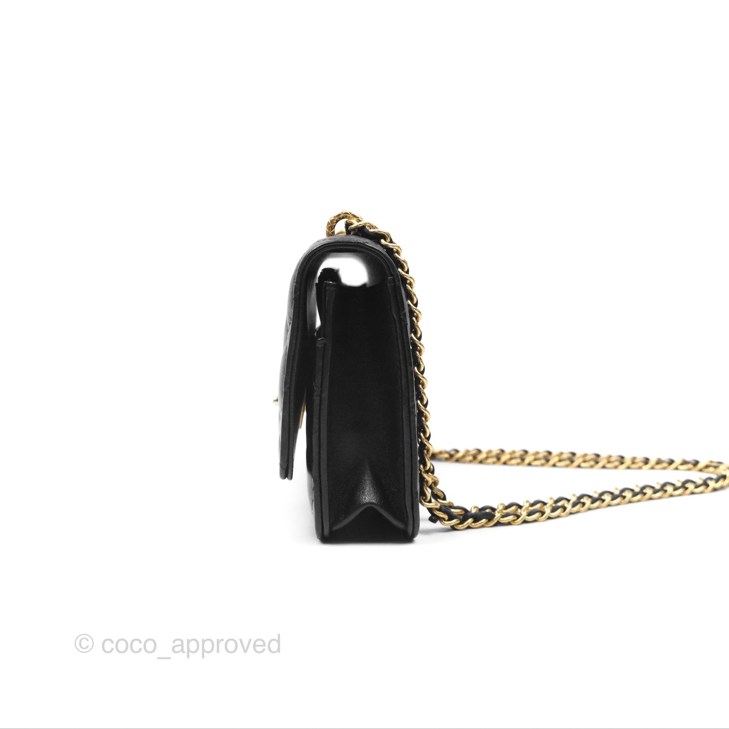 Chanel Quilted Dynasty Wallet on Chain WOC Black Shiny Lambskin Gold Hardware