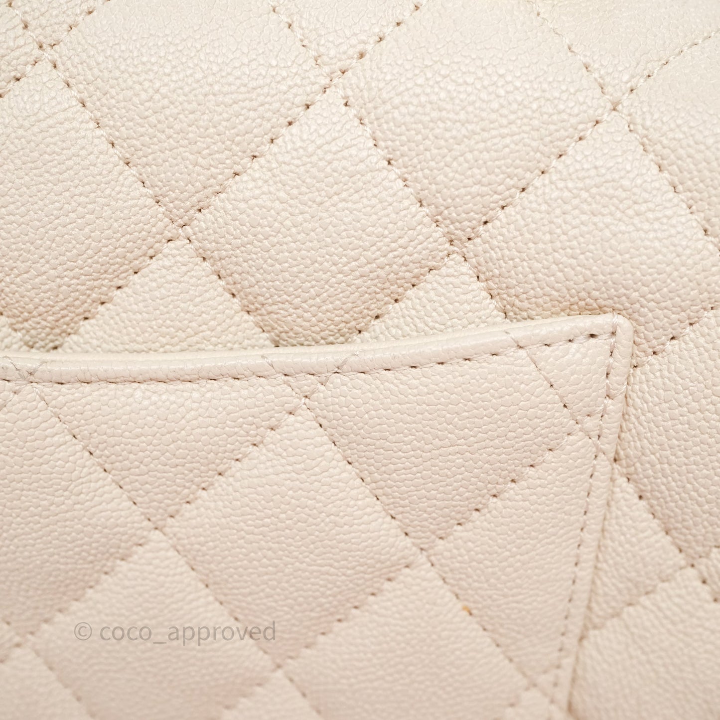 Chanel Top Handle Mini Rectangular Flap Bag Ivory Beige Caviar Gold Hardware