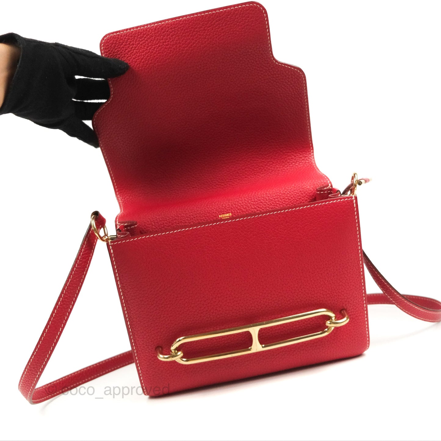 Hermès Roulis 23 Red Clemence Gold Hardware
