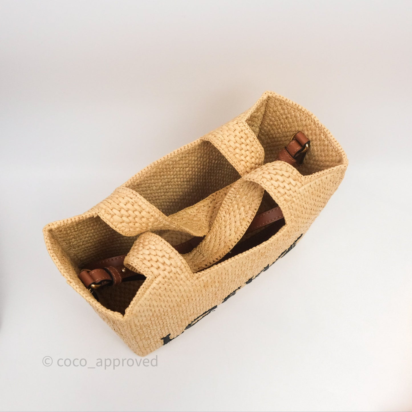 Loewe Small Font Tote In Raffia