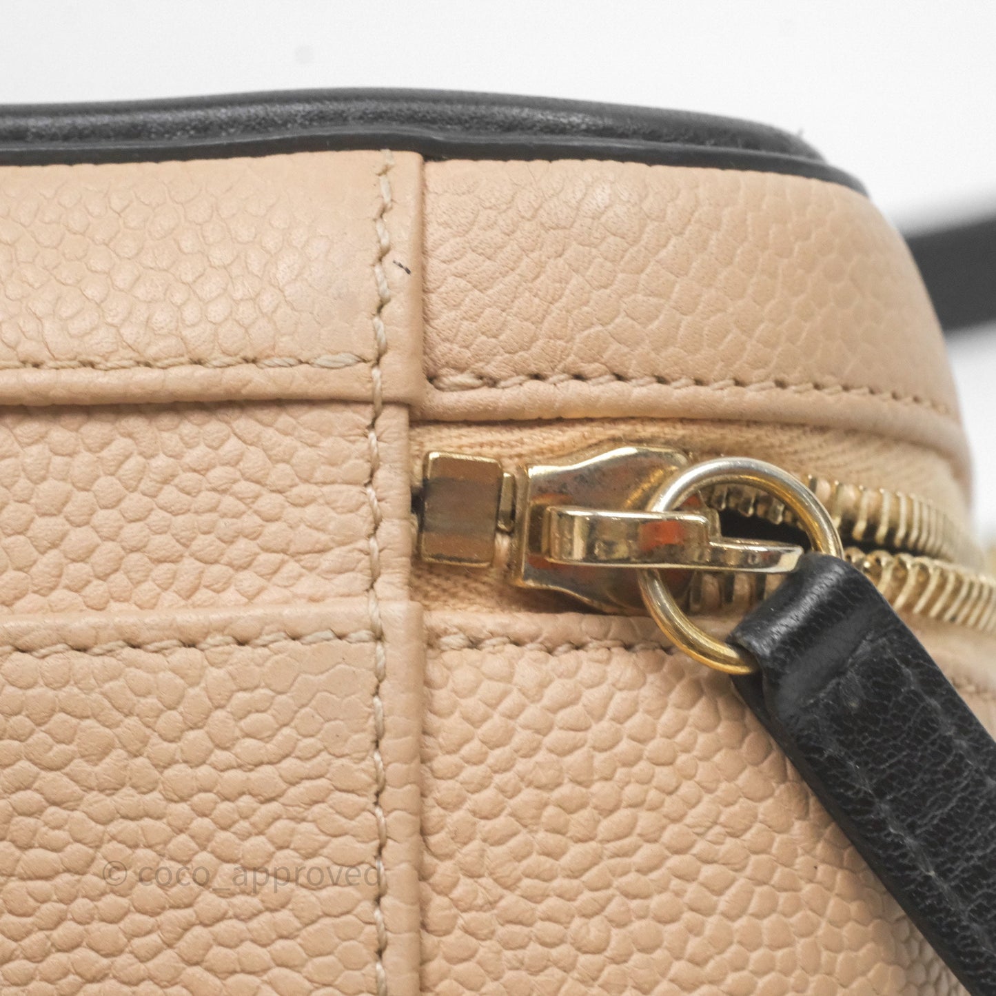 Chanel Medium CC Filigree Vanity Case Quilted Beige Black Caviar