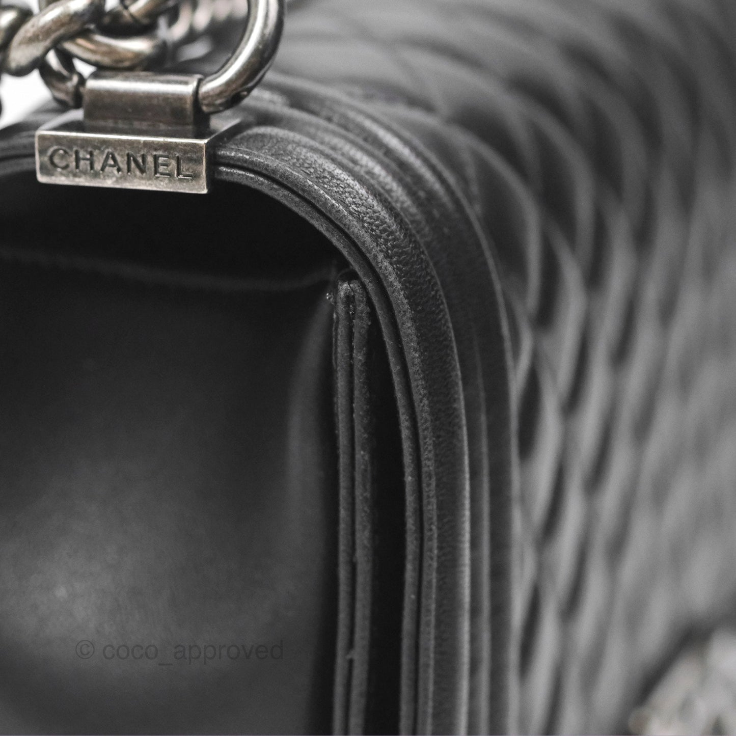 Chanel Quilted Medium Boy Black Lambskin Ruthenium Hardware