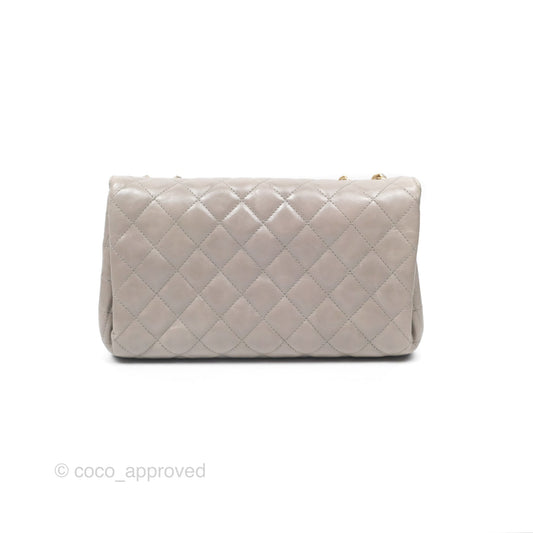 Chanel Accordion Flap Bag Taupe Crinkled Glazed Calfskin