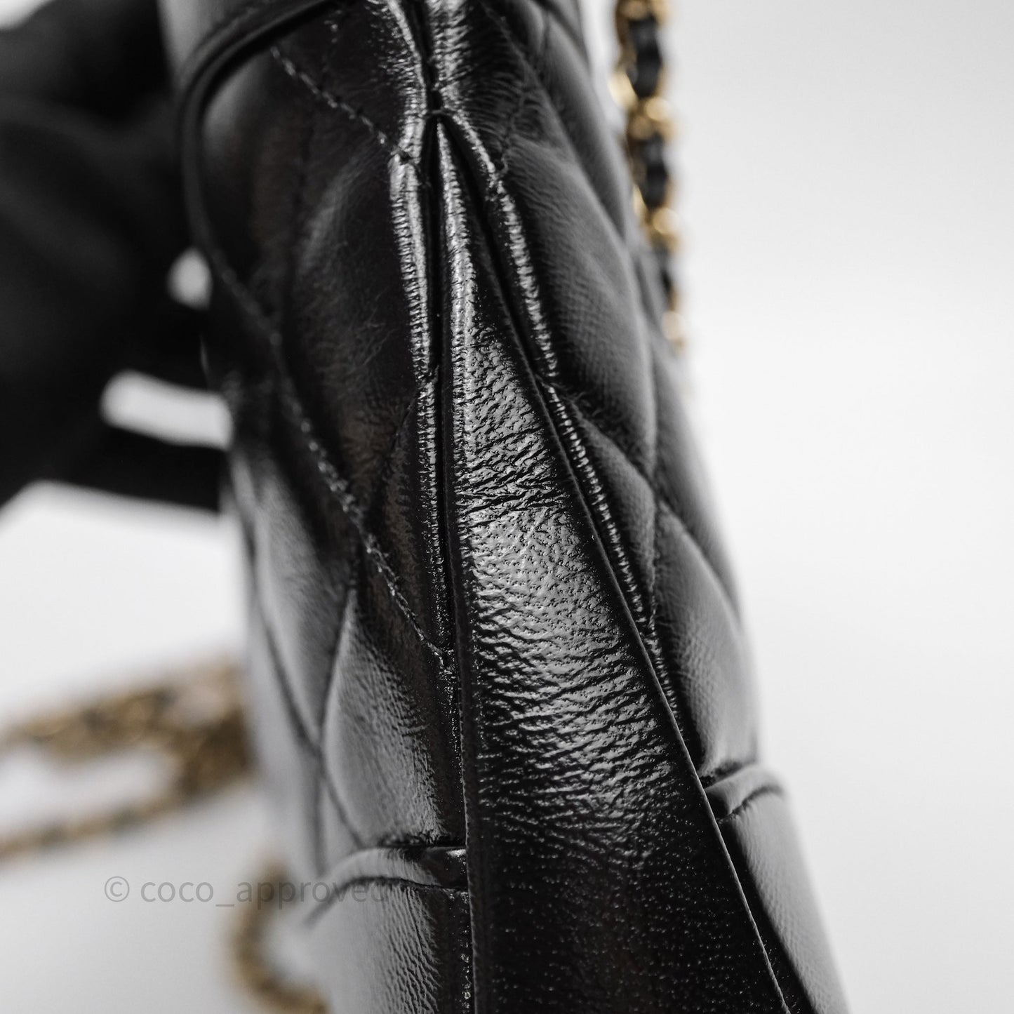 Chanel Nano 31 Black Shiny Lambskin Gold Hardware