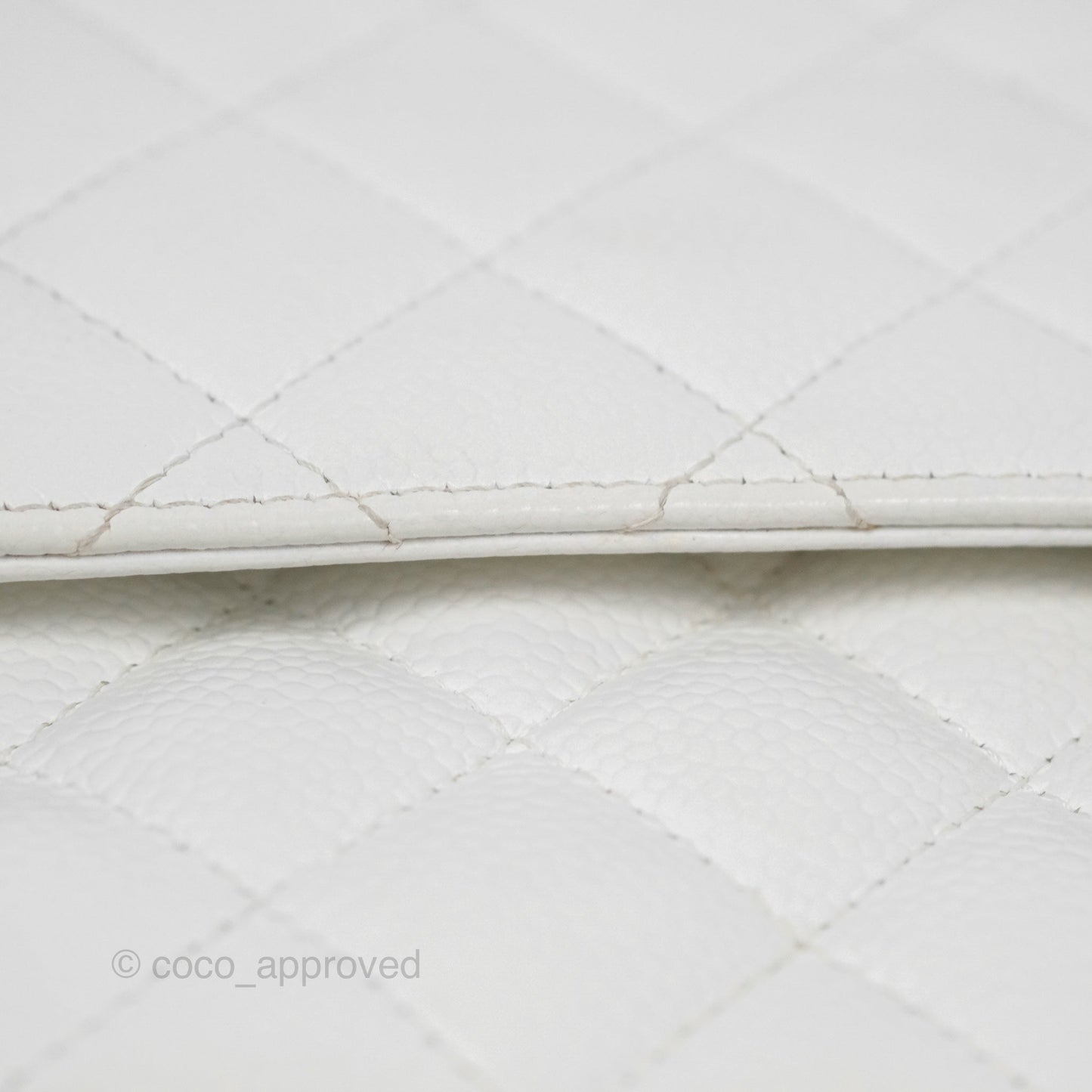 Chanel Classic M/L Medium Flap Quilted White Caviar Silver Hardware