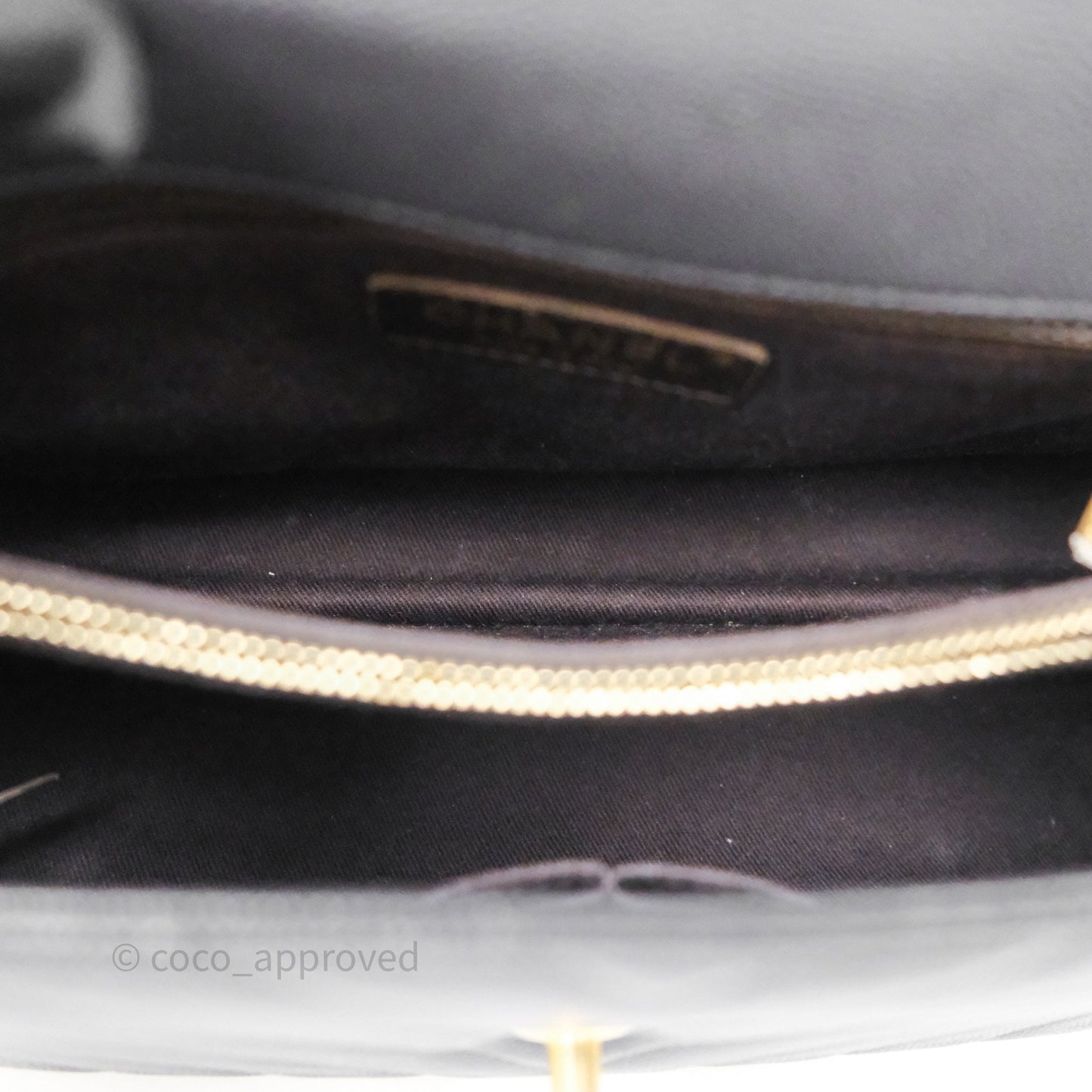 Chanel Medium Coco Handle Chevron Dark Grey Caviar Aged Gold Hardware