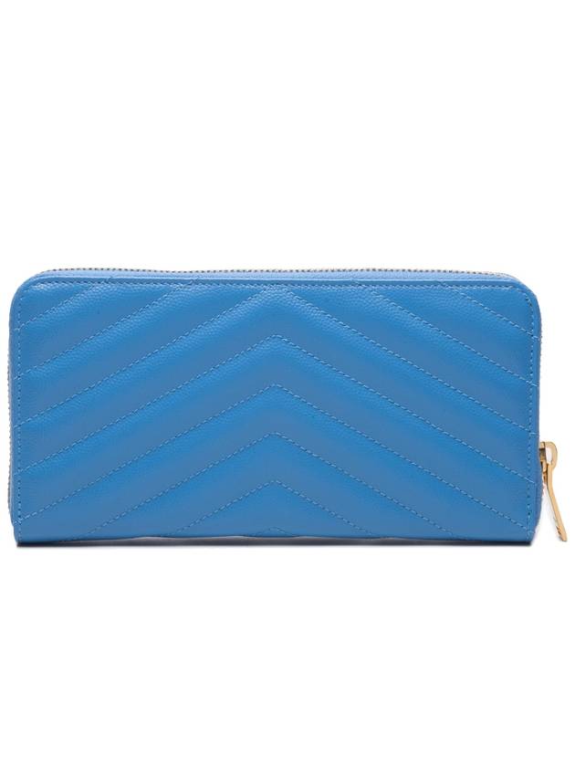 Luxury Saint Laurent Matelasse Monogram Zipper Around Long Wallet Blue