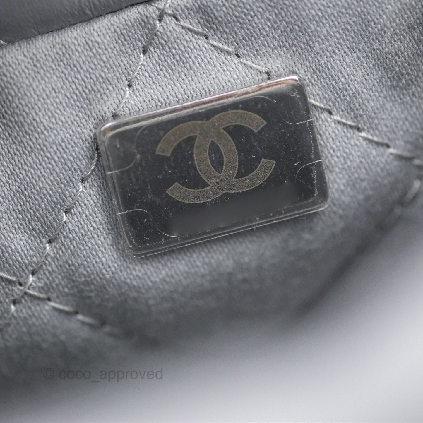Chanel 22 Mini Bag Light Grey Shiny Crumpled Calfskin Matte Silver Hardware