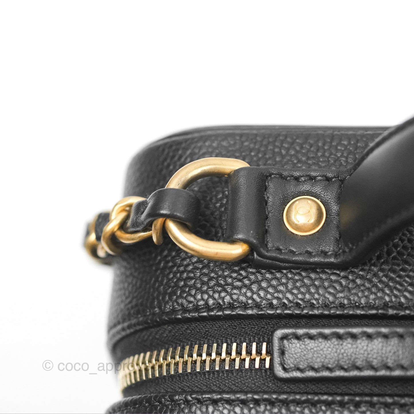 Chanel Quilted Medium CC Filigree Vanity Case Black Caviar Aged Gold Hardware