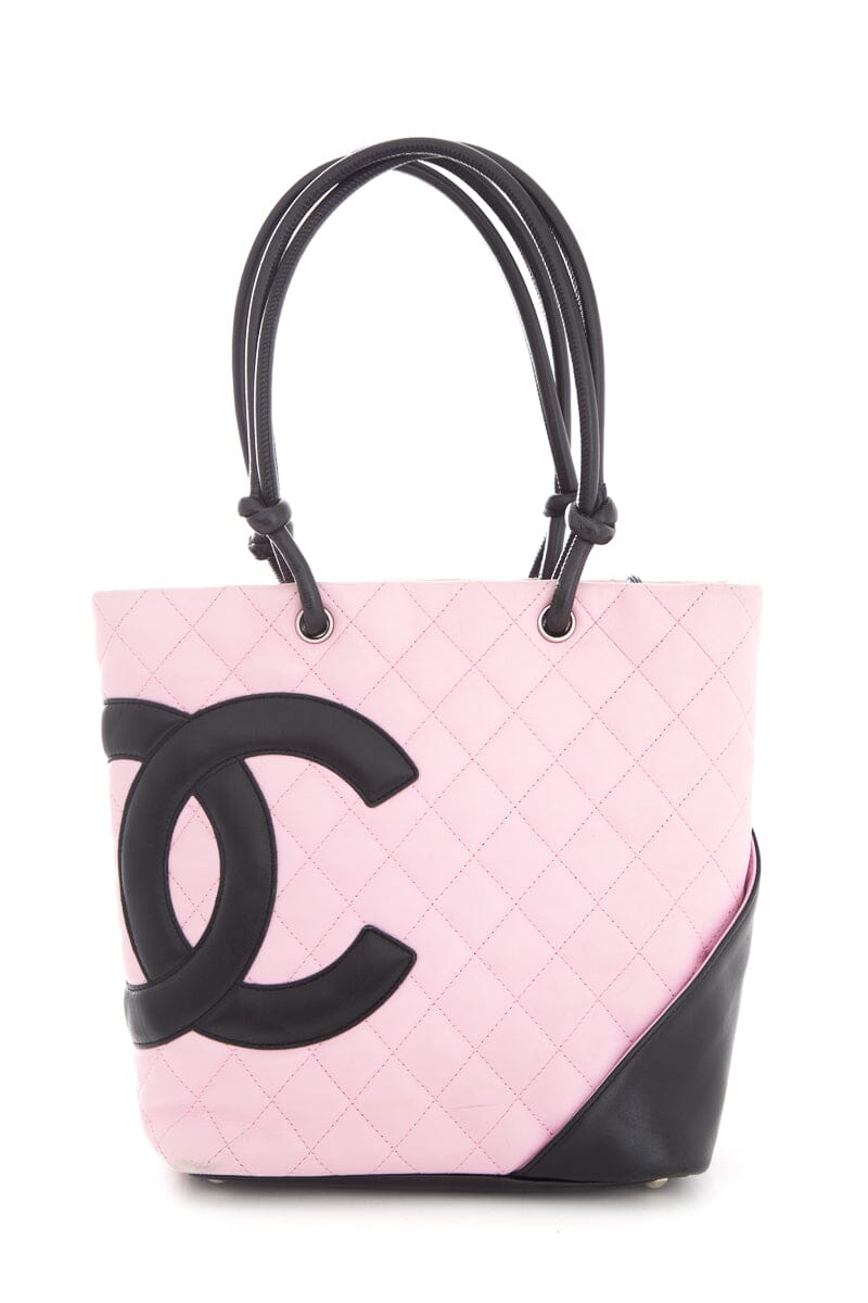Luxury Chanel Vintage Pink and Black Small Linge Cambon Handbag