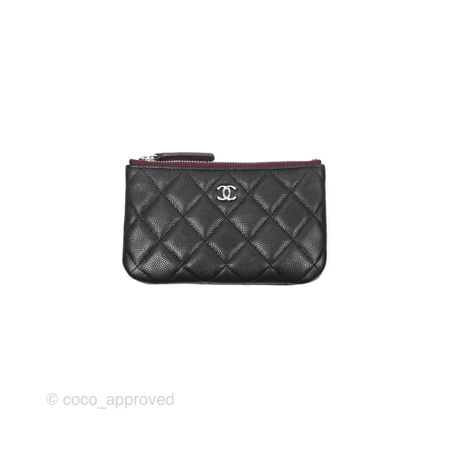 Chanel Quilted Mini O Case Black Caviar Silver Hardware