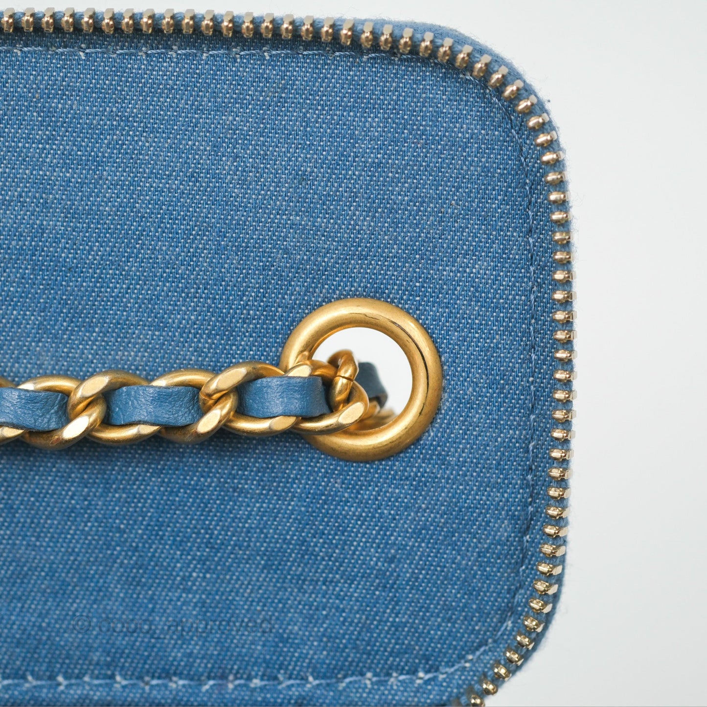 Chanel Mini Pearl Crush Vanity With Chain Denim Aged Gold Hardware