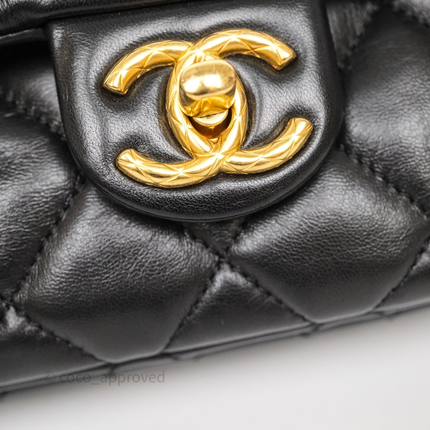 Chanel Small All Slide Adjustable Chain Flap Bag Black Lambskin Aged Gold Hardware 22K