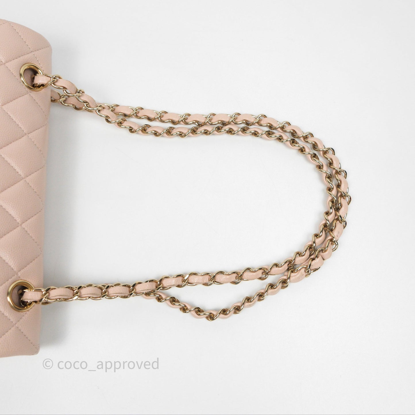 Chanel Small Classic Flap Quilted Rose Clair Caviar Gold Hardware