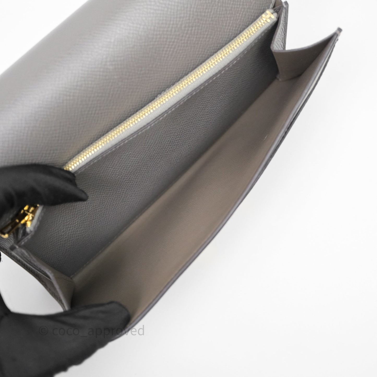 Hermès Constance Long To Go Wallet Gris Meyer 0L Epsom Gold Hardware