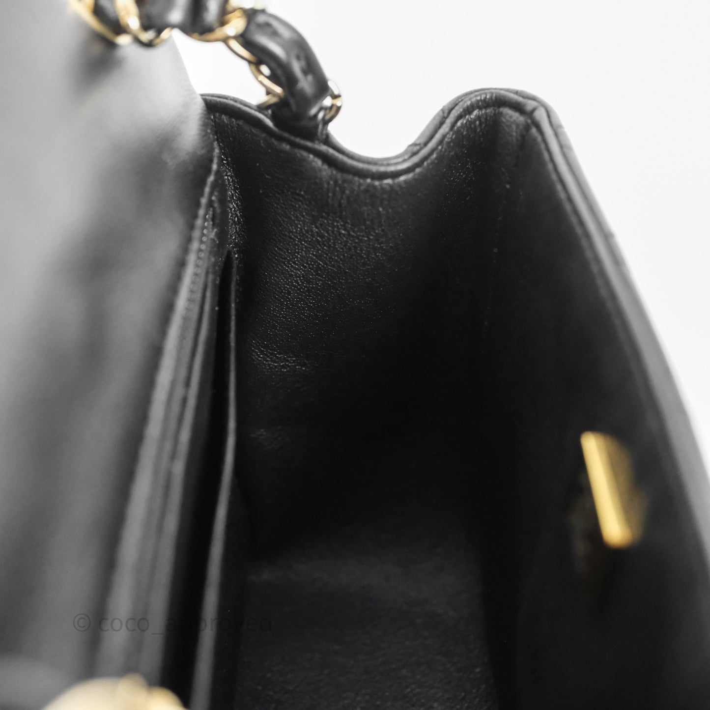 Chanel Mini Square Quilted Black Lambskin Gold Hardware