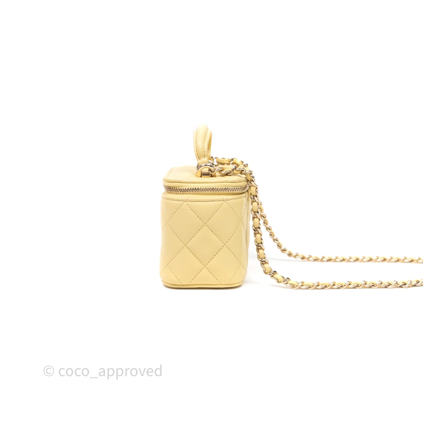 Chanel Mini Top Handle Vanity With Chain Yellow Lambskin Gold Hardware