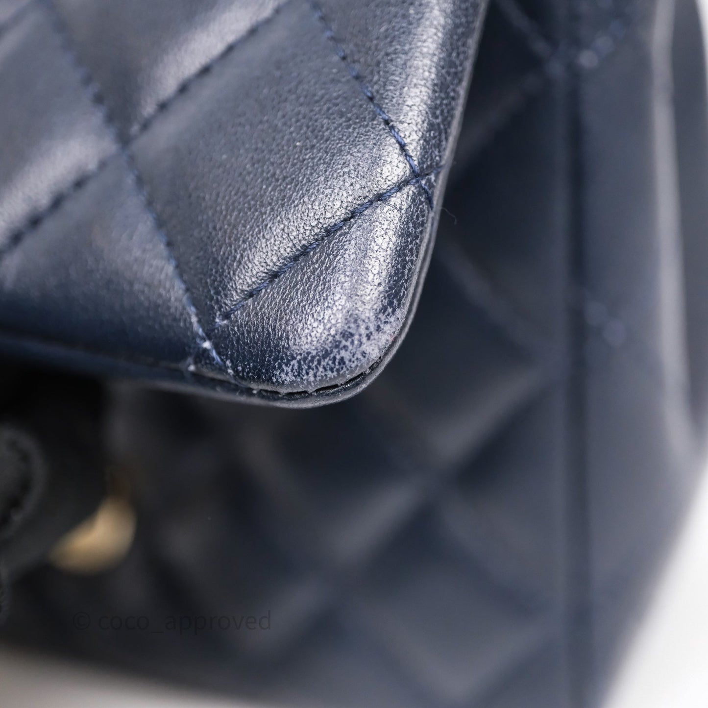 Chanel Mini Square Flap Quilted Navy Lambskin Gold Hardware