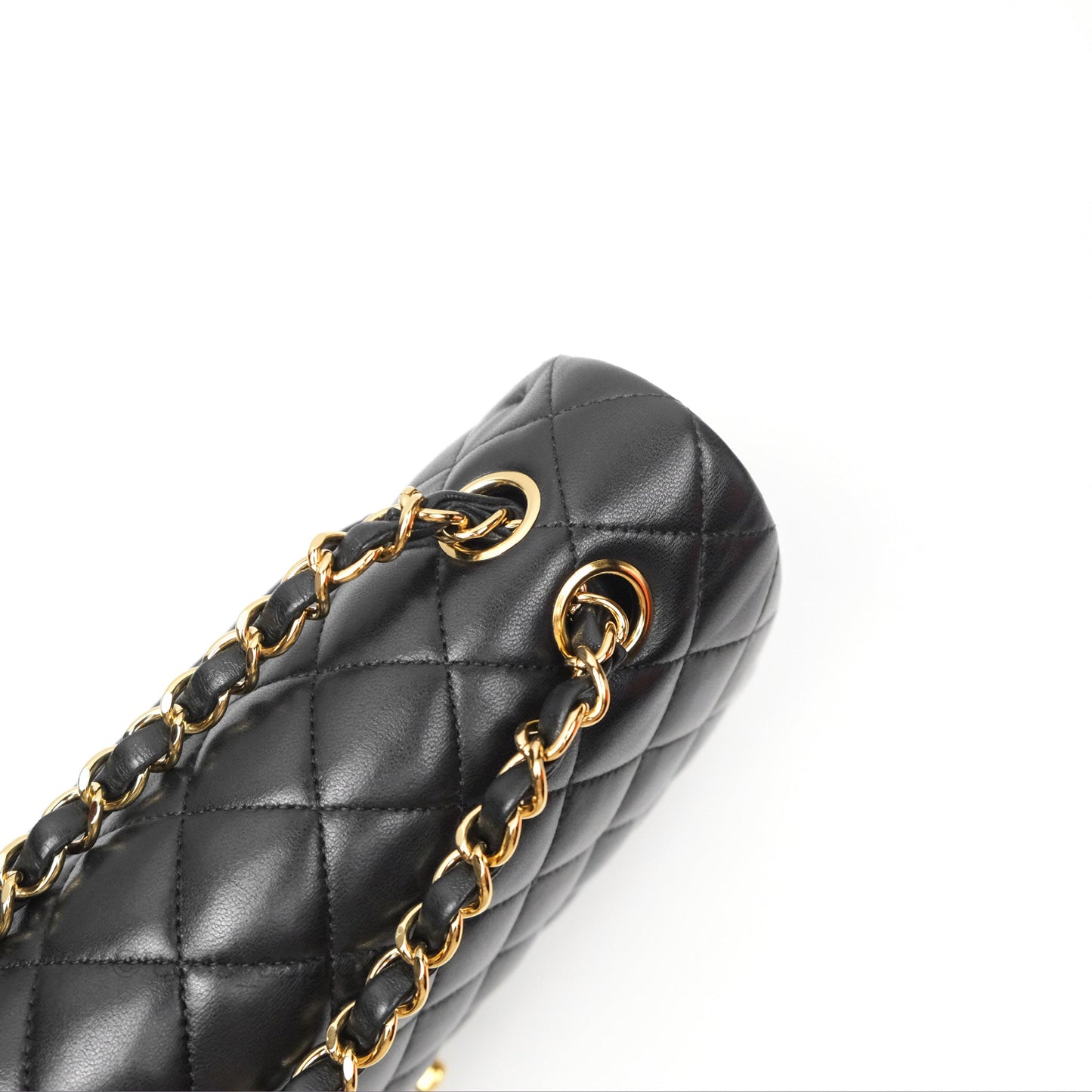 Chanel Classic M/L Medium Flap Quilted Black Lambskin Gold Hardware