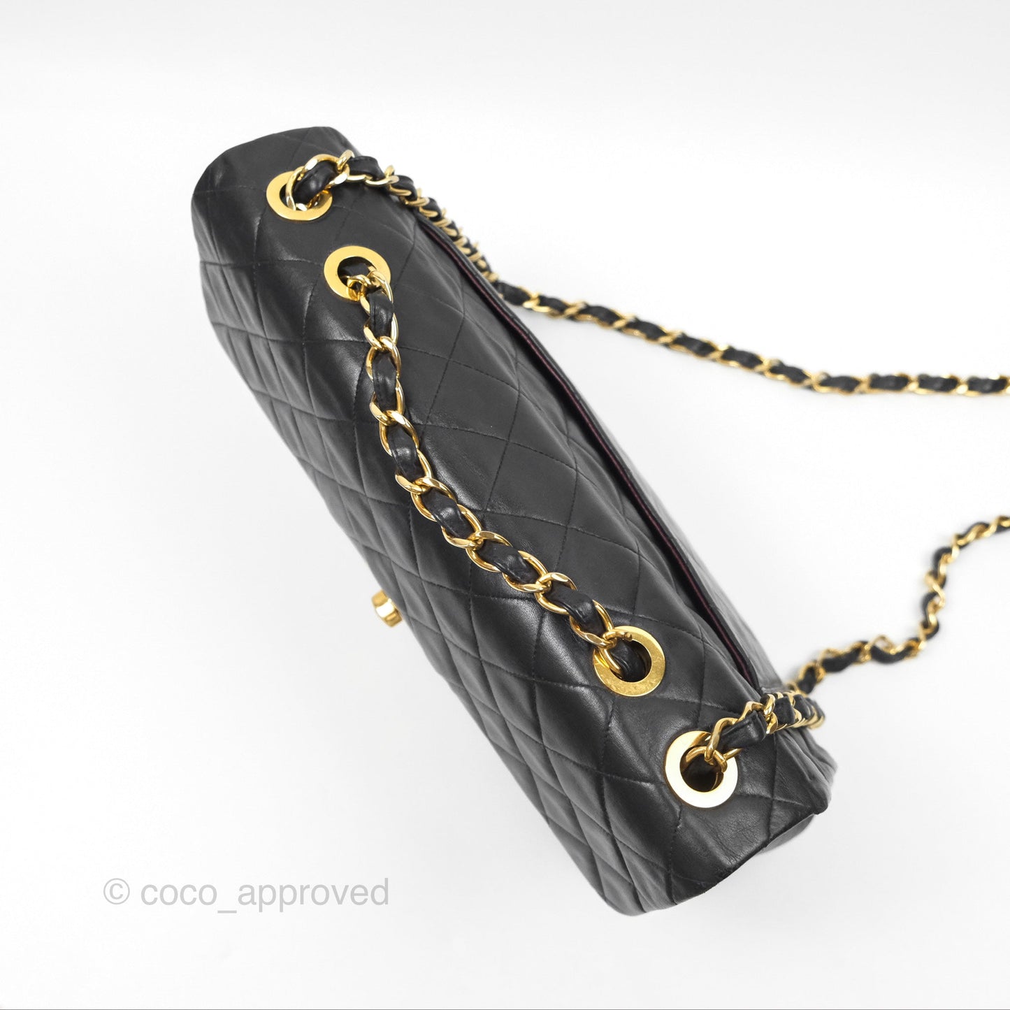 Chanel Vintage Maxi Single Flap Black Lambskin 24K Gold Hardware
