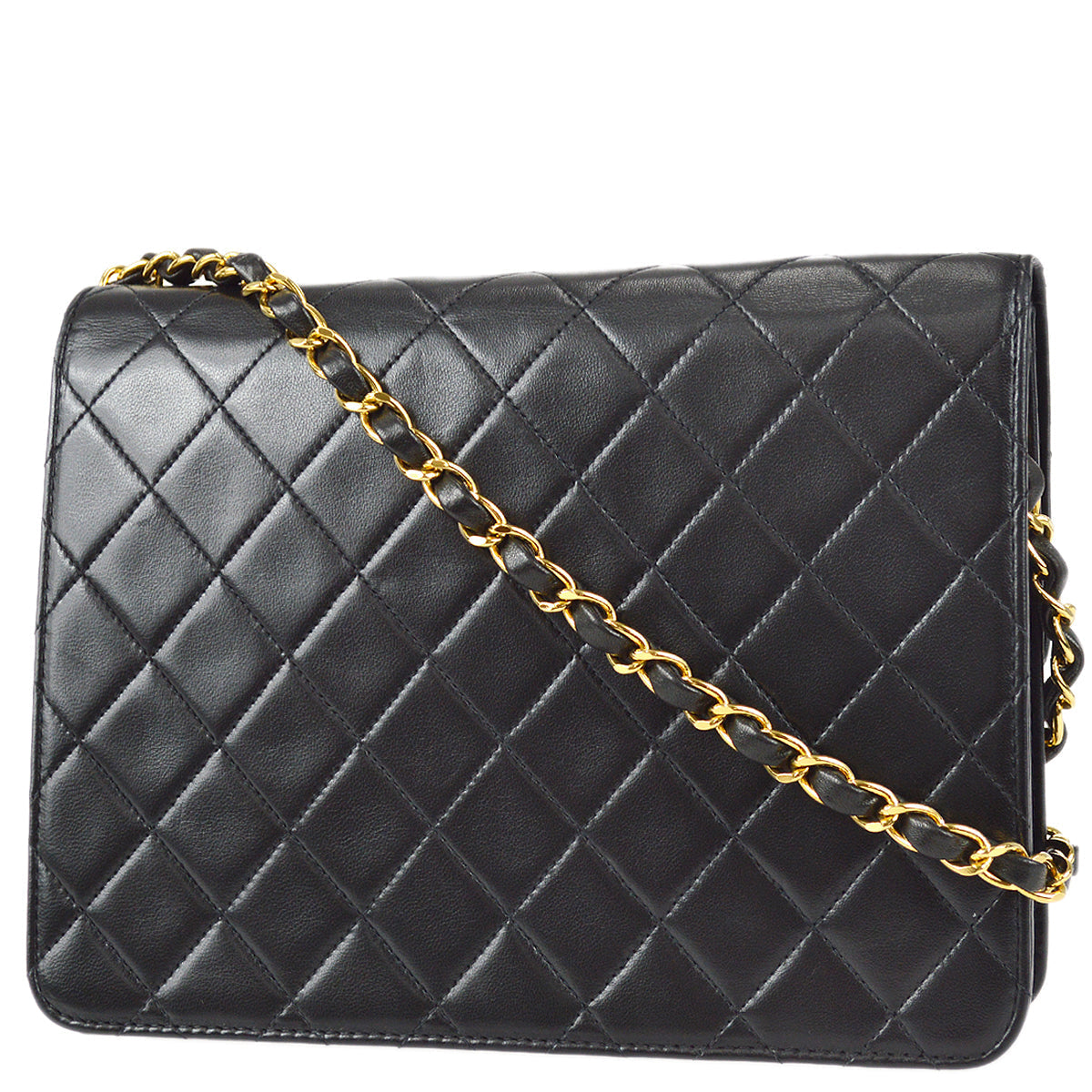 Luxury Chanel Black Lambskin Pushlock Small Half Flap Shoulder Bag