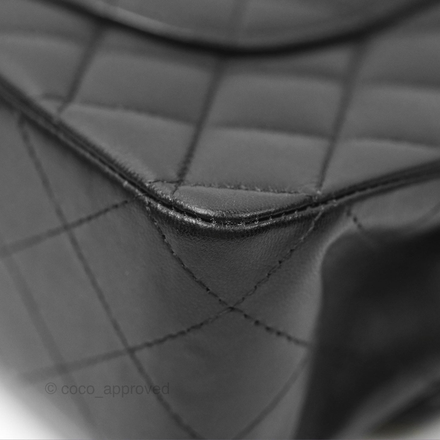 Chanel Classic M/L Medium Flap Quilted Black Lambskin Silver Hardware
