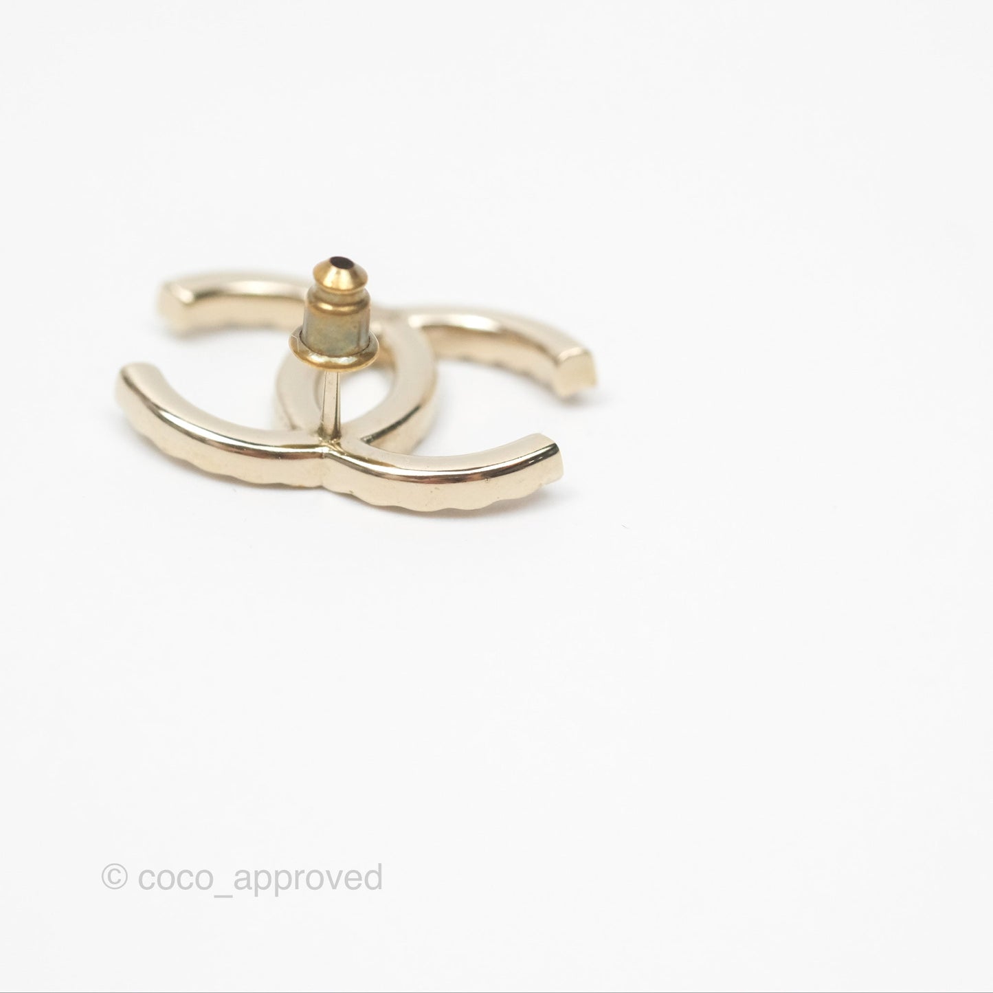 Chanel Crystal CC Earrings Gold Tone 20A