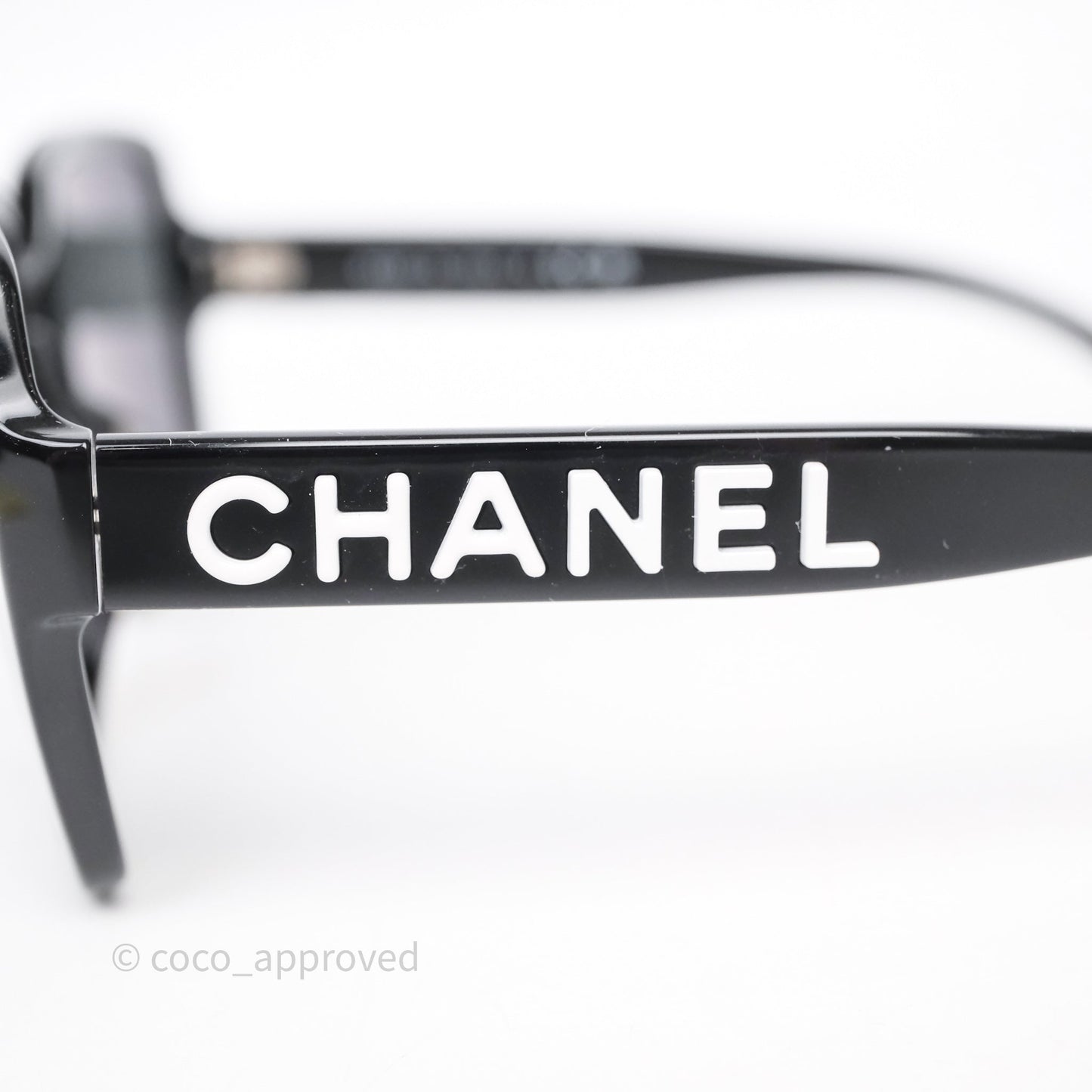 Chanel White Logo Sunglasses Black