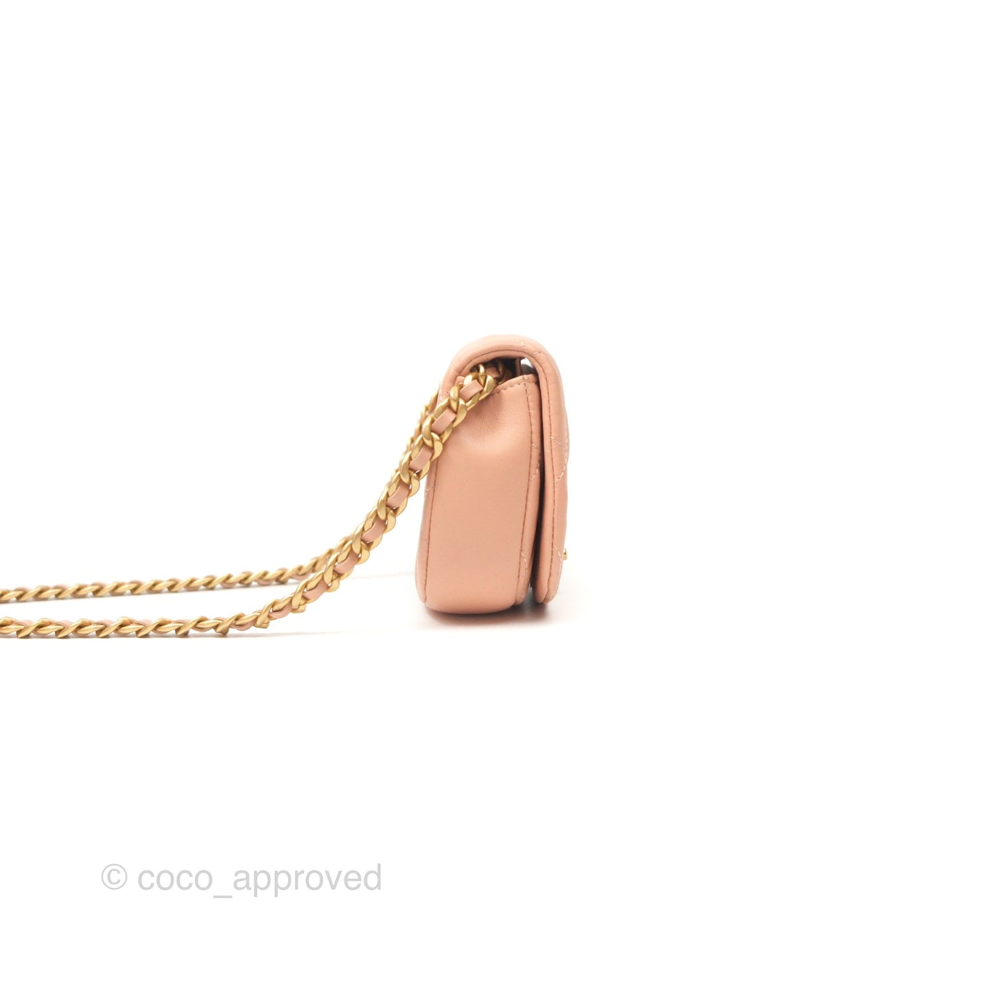 Chanel Mini Clutch with Chain Beige Calfskin Aged Gold Hardware