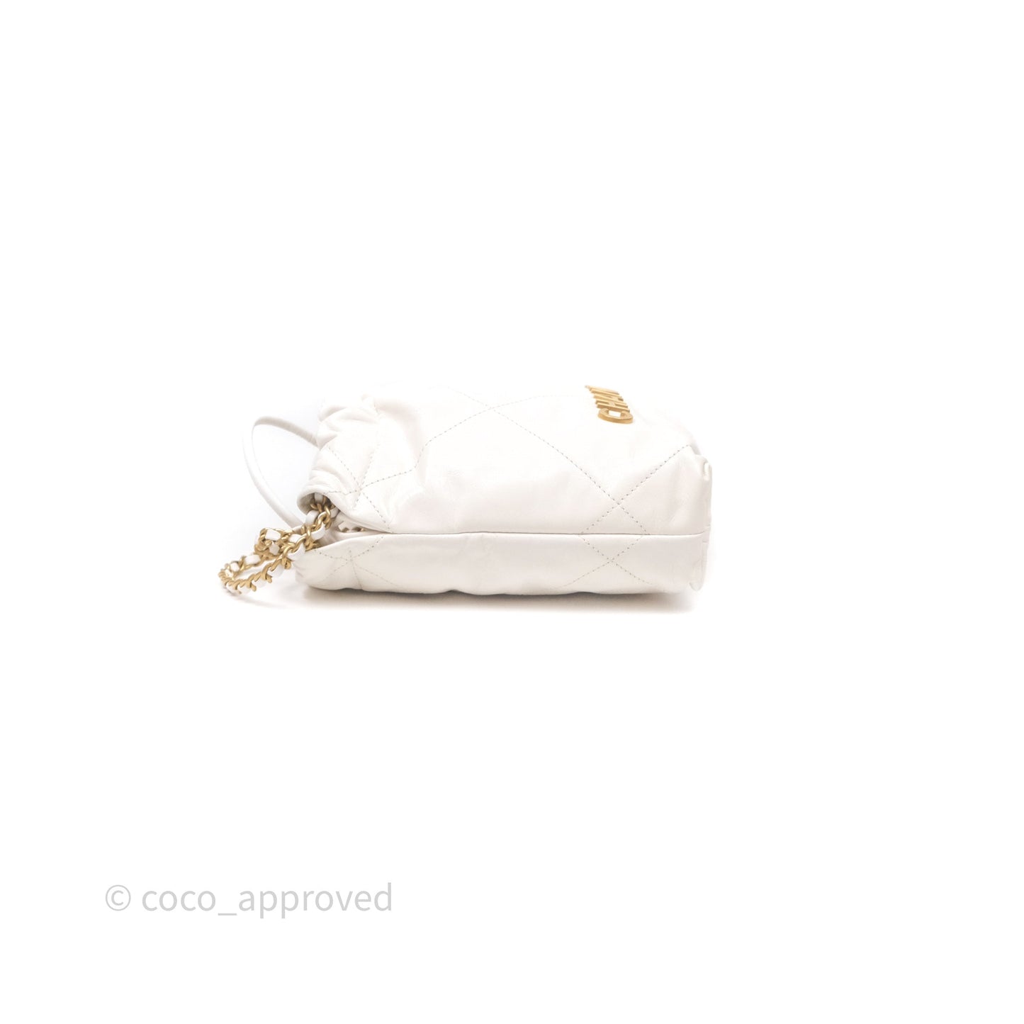 Chanel 22 Mini Bag White Calfskin Aged Gold Hardware