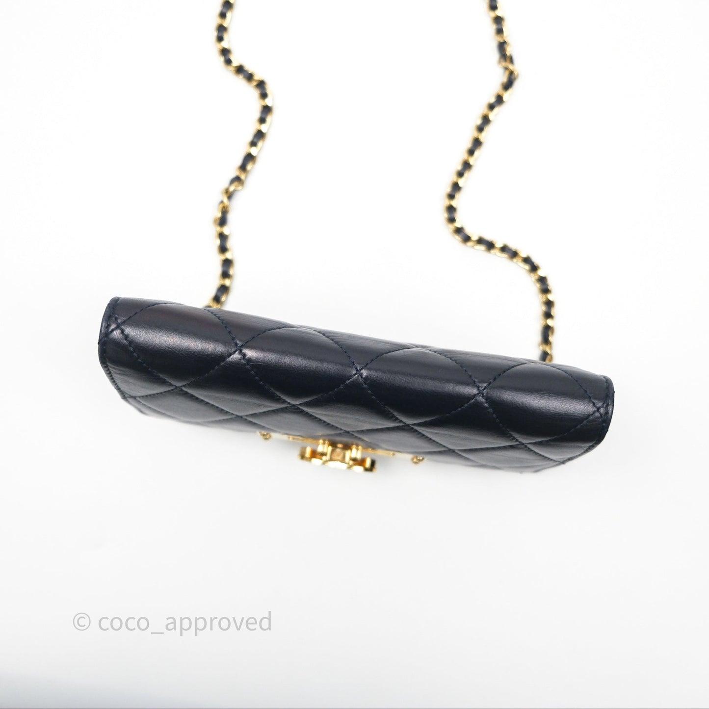 Chanel Golden Class Wallet on Chain WOC Navy Lambskin Gold Hardware