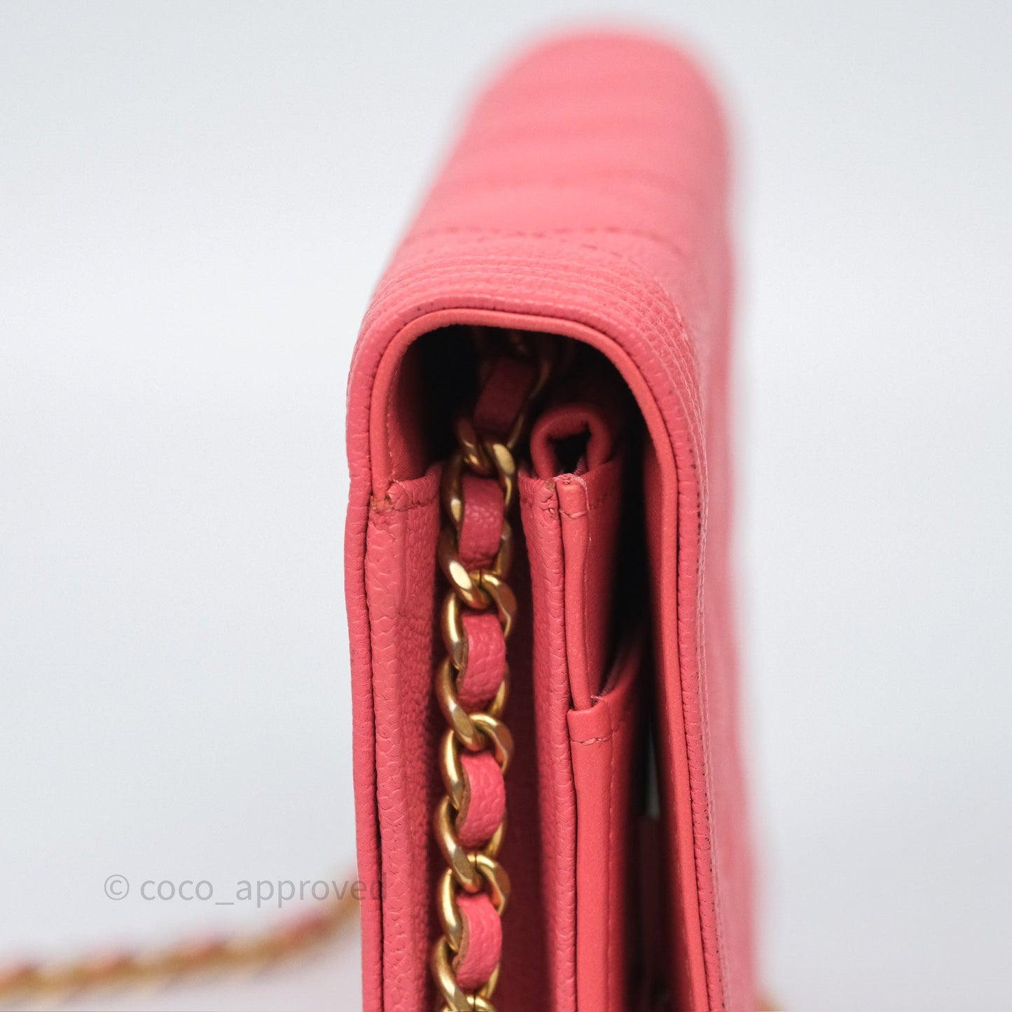 Chanel Boy Wallet on Chain WOC Quilted Dark Pink Caviar Aged Gold Hardware