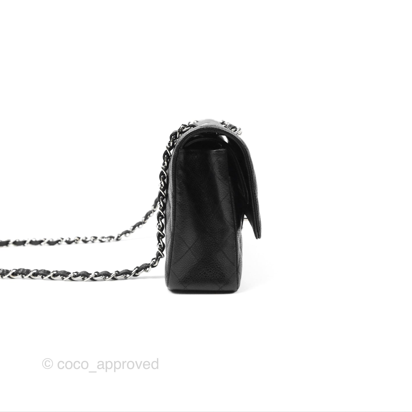 Chanel Classic M/L Medium Flap Quilted Black Caviar Silver Hardware