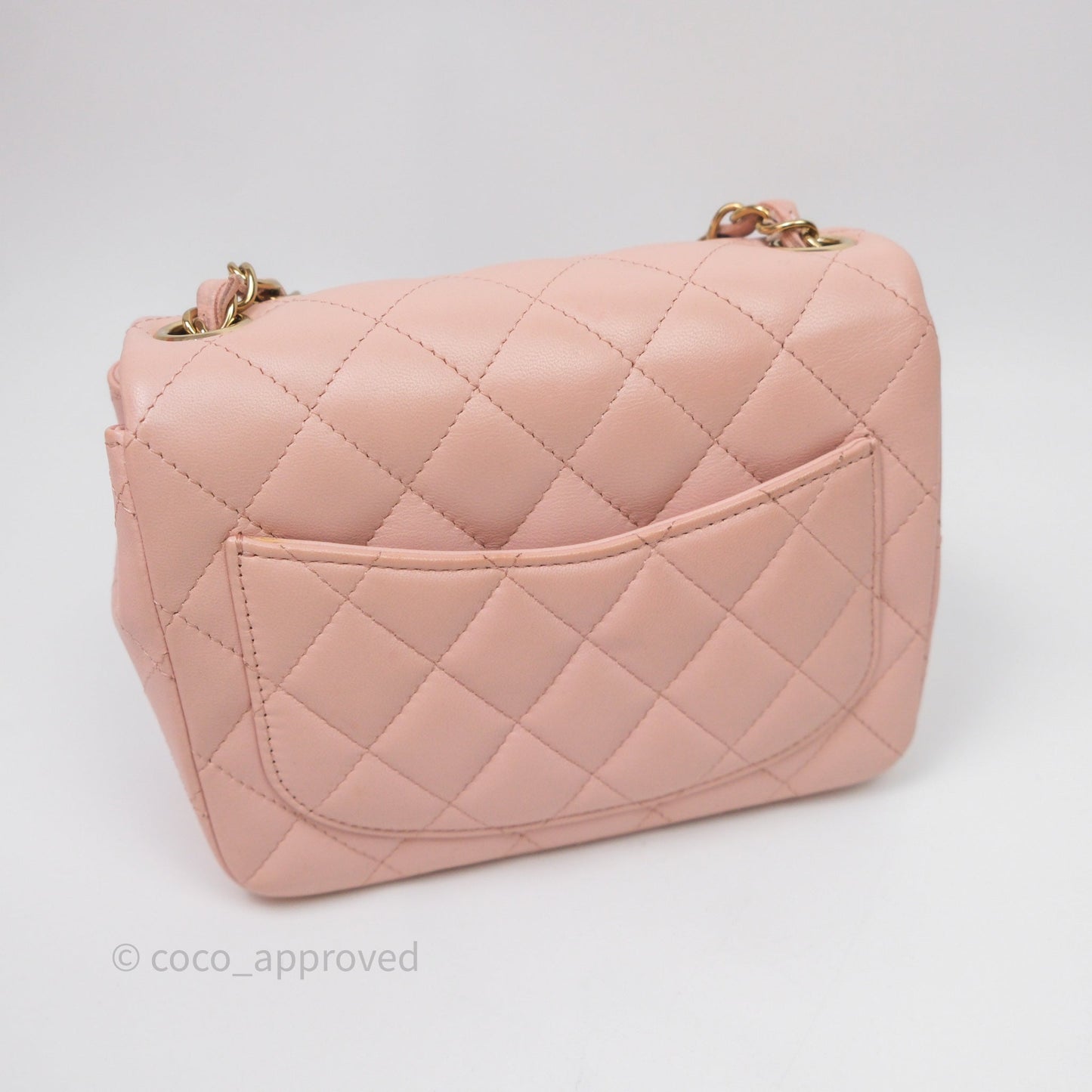 Chanel Mini Square Flap Quilted Pink Lambskin Gold Hardware