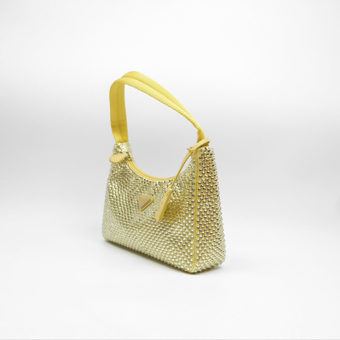 Prada Re-Edition 2000 Nylon Mini Bag Yellow Crystal Embellished