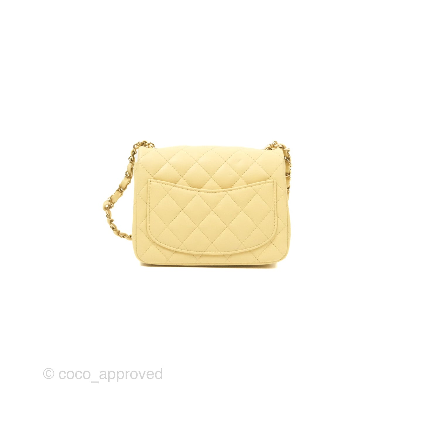 Chanel Mini Square Quilted Yellow Lambskin Gold Hardware