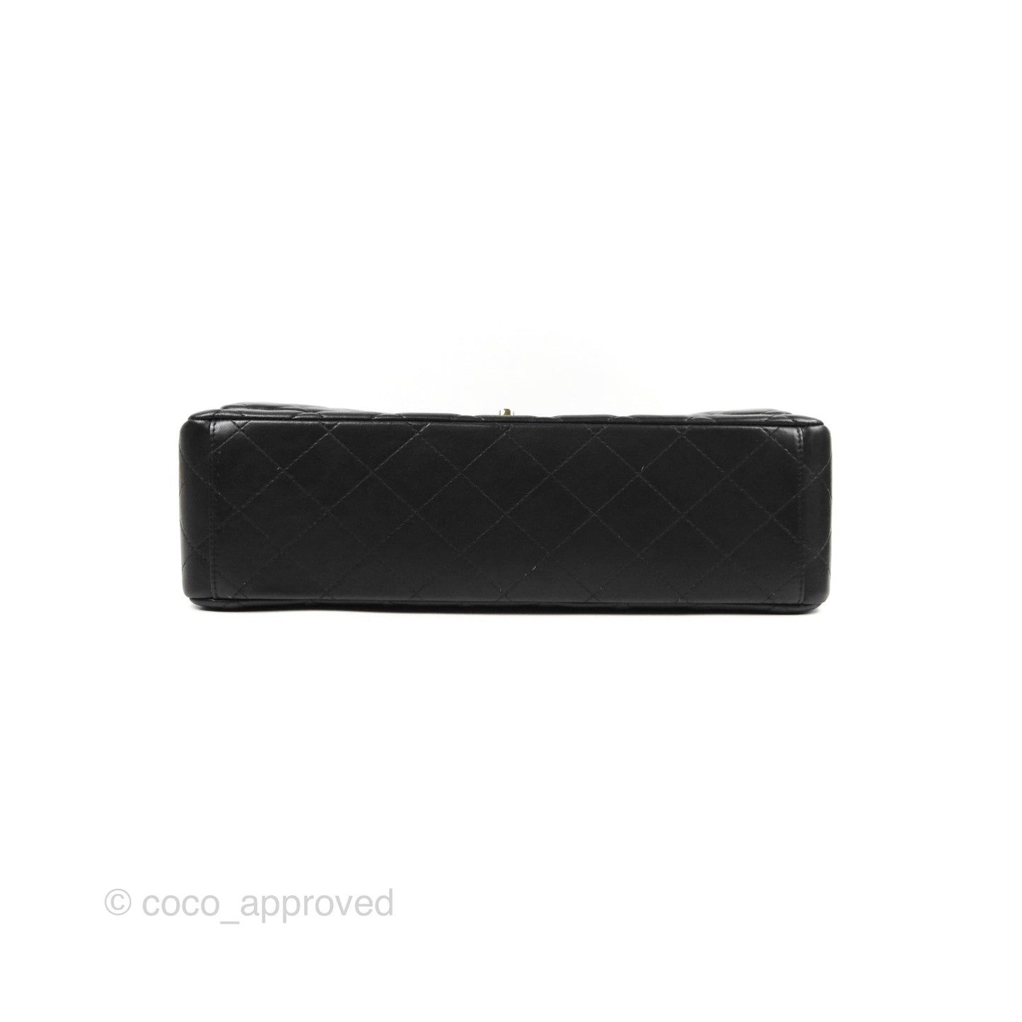 Chanel Quilted Maxi Double Flap Black Lambskin Silver Hardware