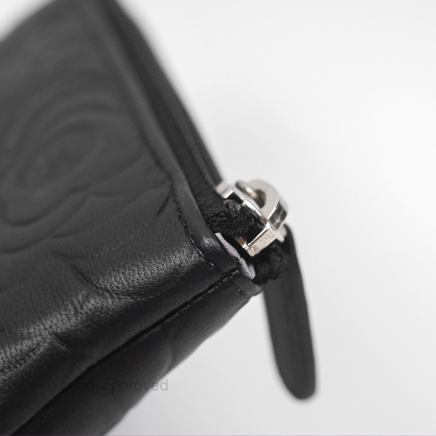 Chanel Key Holder Case Black Camellia Embossed Lambskin Silver Hardware