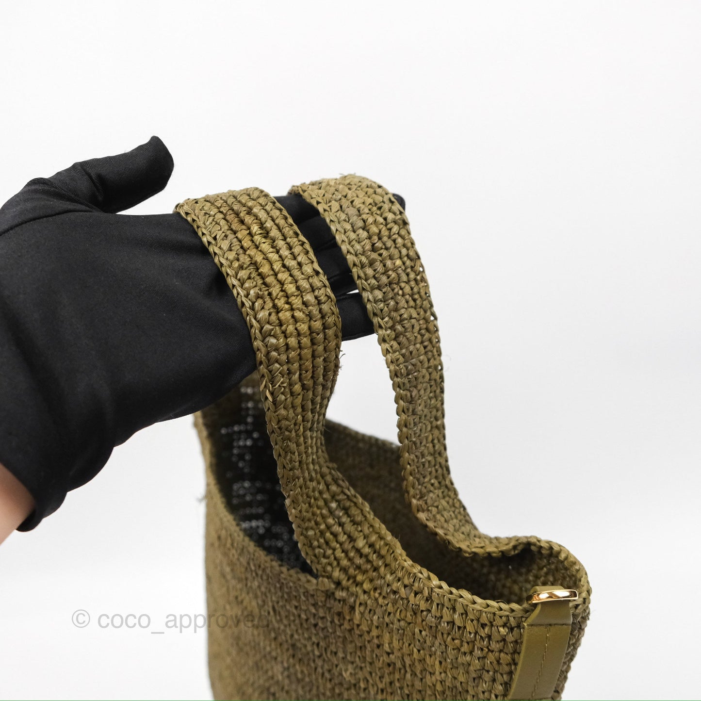 Loewe Mini Slit Bag in Raffia / Calfskin Natural Olive