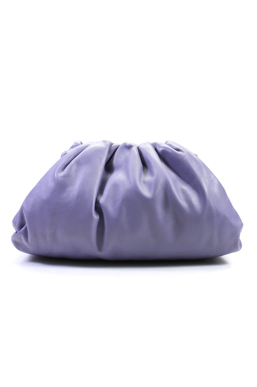 Luxury Bottega Veneta Womens The Pouch Hinged Leather Clutch Handbag Light Purple