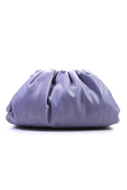 Luxury Bottega Veneta Womens The Pouch Hinged Leather Clutch Handbag Light Purple
