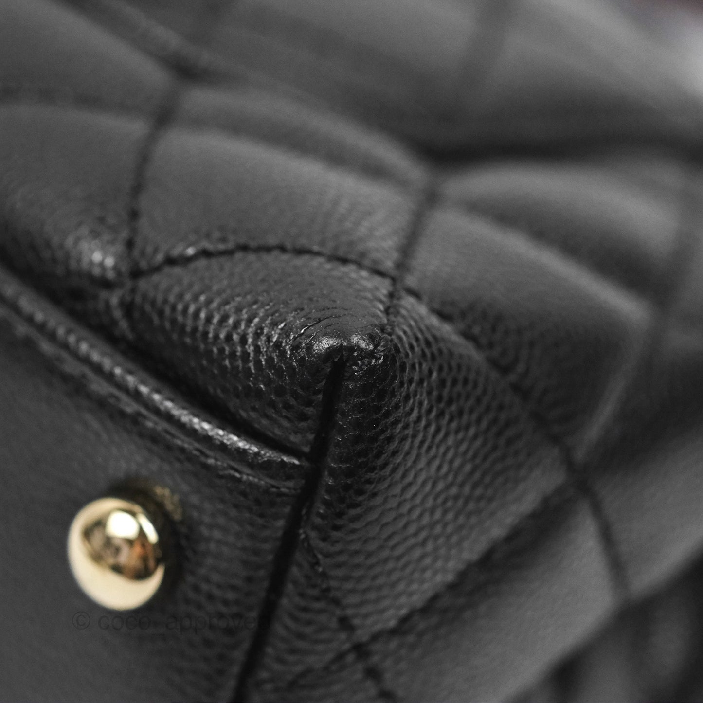Chanel Mini Coco Handle Quilted Black Caviar Lizard Embossed Handle Gold Hardware