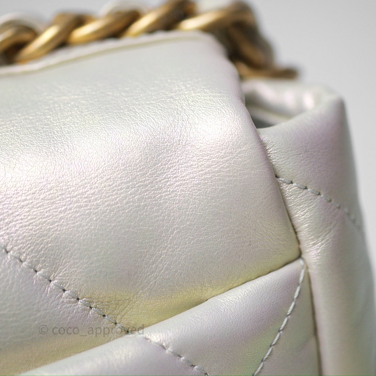 Chanel 19 Small Iridescent White Mixed Hardware
