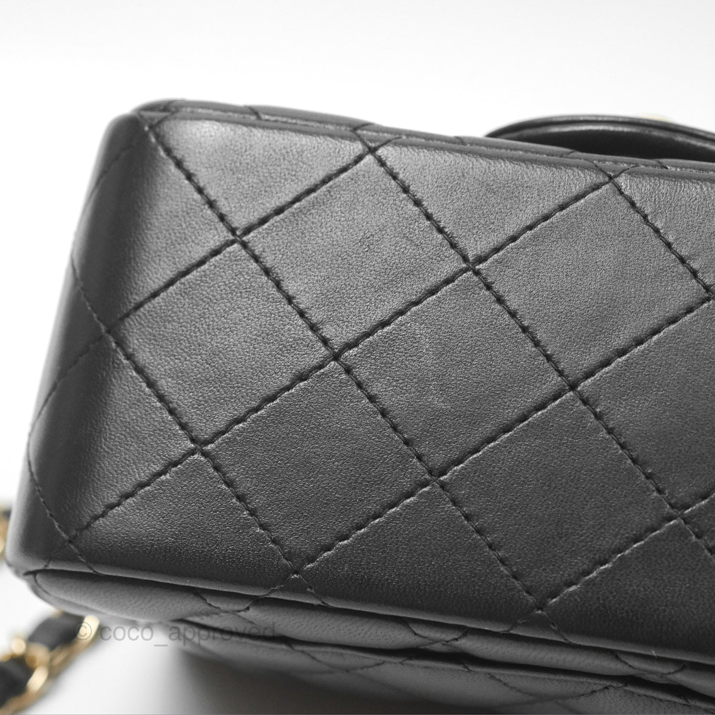 Chanel Mini Square Quilted Black Lambskin Gold Hardware