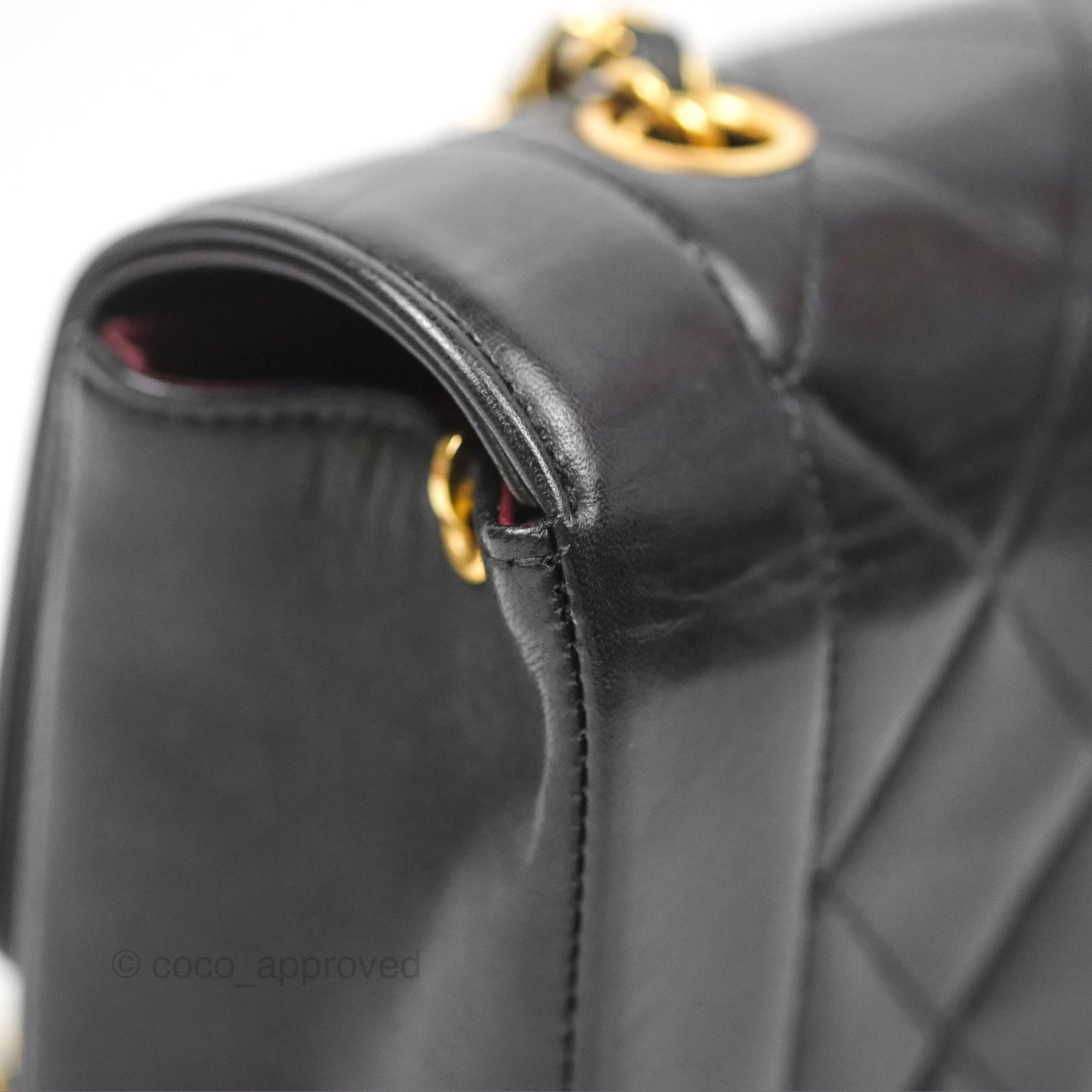 Chanel Vintage Small Quilted Classic Diana Flap Bag Black Lambskin 24K Gold Hardware