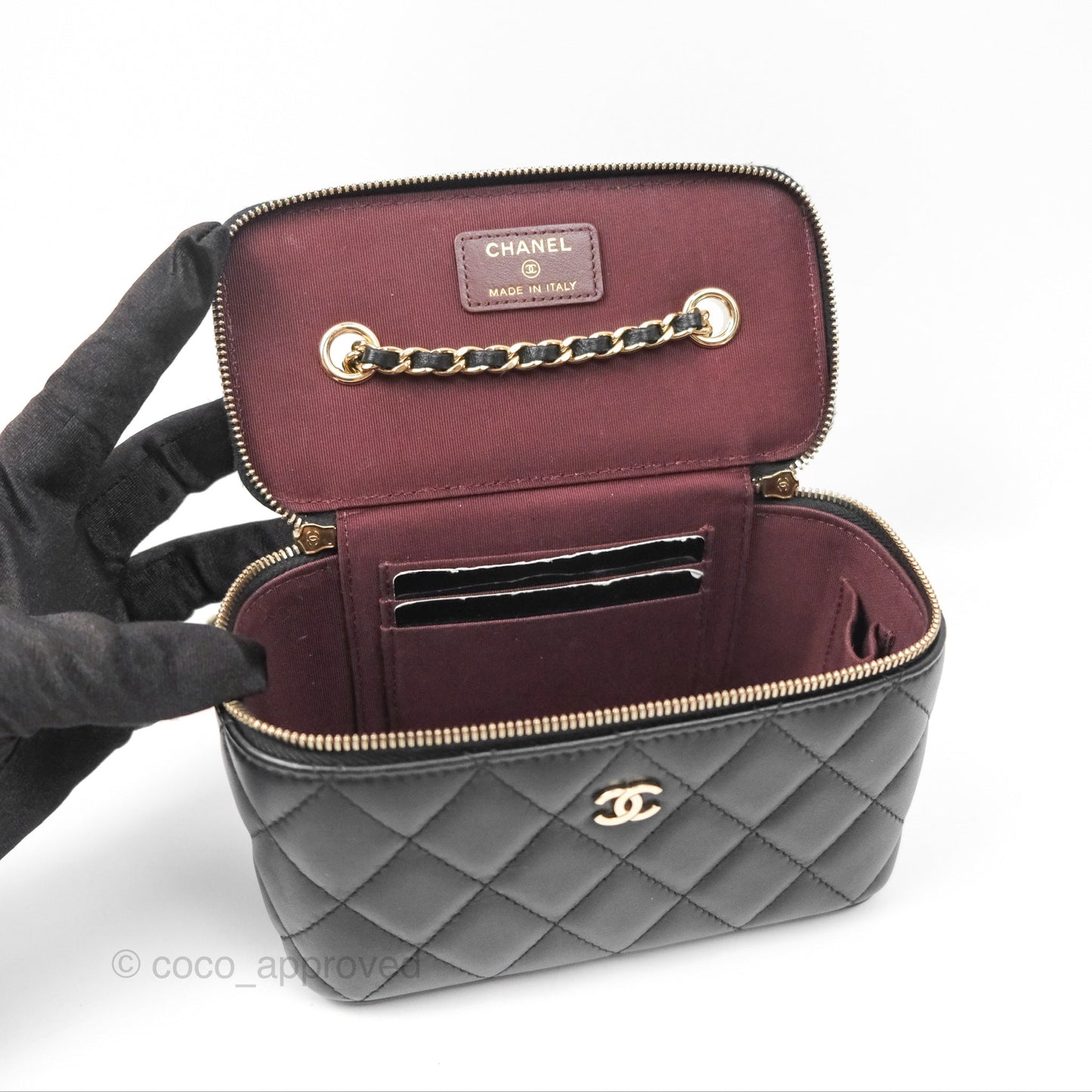 Chanel Vanity Rectangular Black Lambskin Gold Hardware